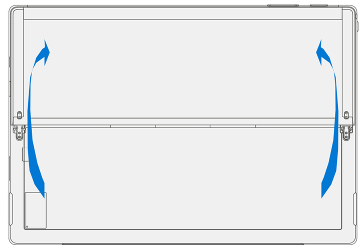 Screenshot that shows the kickstand laid flat against the IBC before hinge compression.