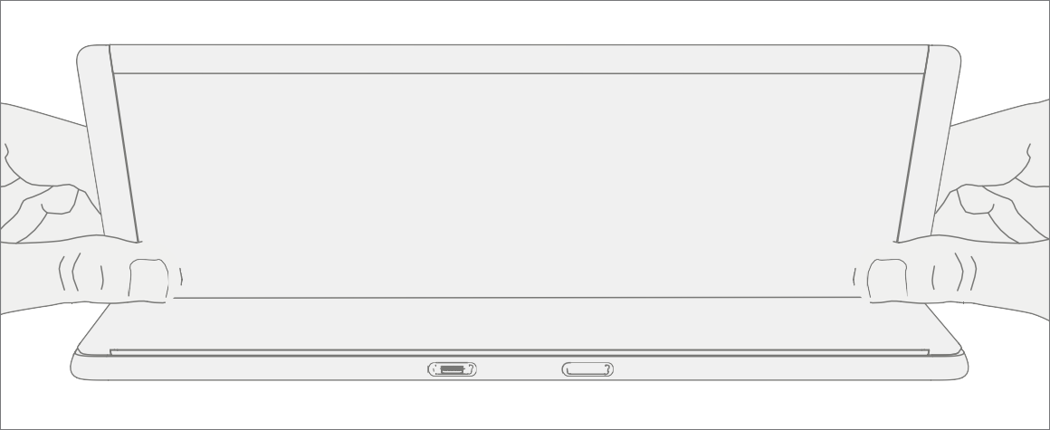 Screenshot that shows rotating the kickstand upward from forty-five to ninety degrees to seat hinges.
