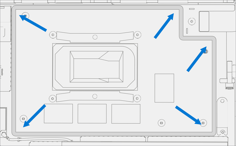 Screenshot that shows placing spring gasket over PCBA prior to aligning THM copper shield.