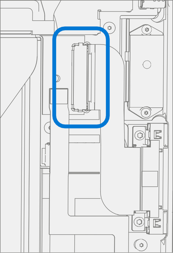 Screenshot that shows connecting Surflink FPC and pressing down locking buckle to secure.