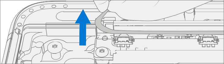 Screenshot that shows fingers lifting foam from button board to expose screws.