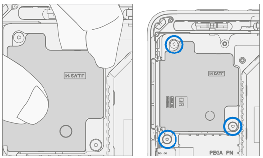 Screenshot that shows left speaker positioned and three screws tightened to secure it.