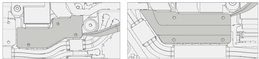 Screenshot that shows shielding aligned and edges pressed to snap over camera deck.