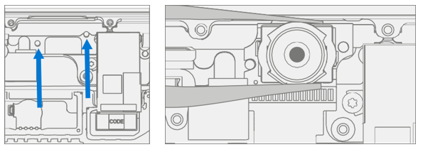 Screenshot that shows front camera aligned on posts and FPC snapped into place.