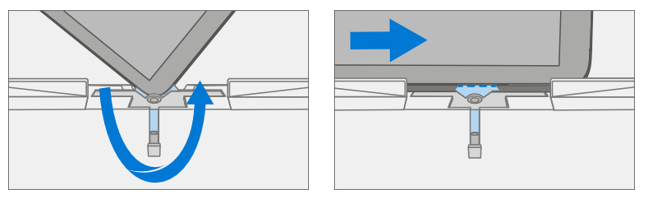 Diagram of rotation at bottom left corner guiding left side through track.