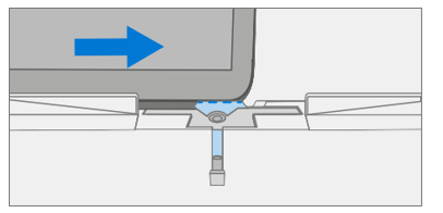 Diagram of pick adjusted to 8-mm height cutting adhesive along top edge.