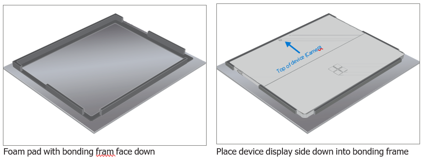 Diagram of first steel shot bag placement at top camera region for alternate bonding.