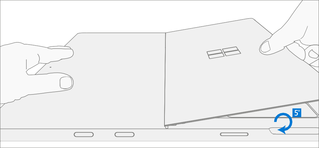 Diagram of slight rotational movement freeing the two threaded bosses from the hinge recesses.