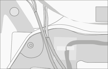 Screenshot that shows tucking fragile connector cables into the fan cover as shown.