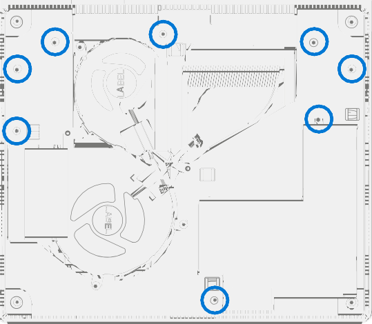 Screenshot that shows the fan cover held at an angle while disconnecting fan and speaker cables.