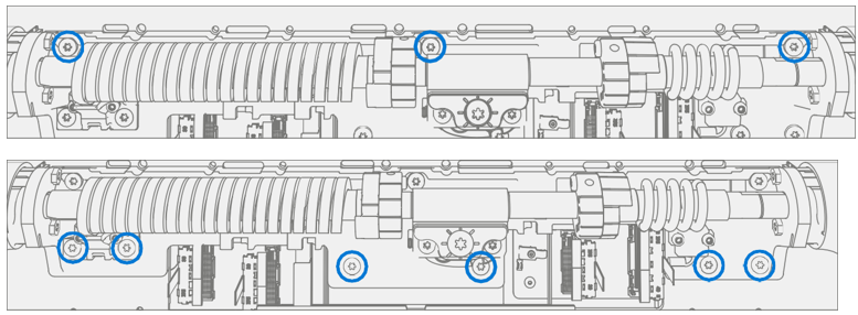 Screenshot that shows the display separated with hinge screws removed.
