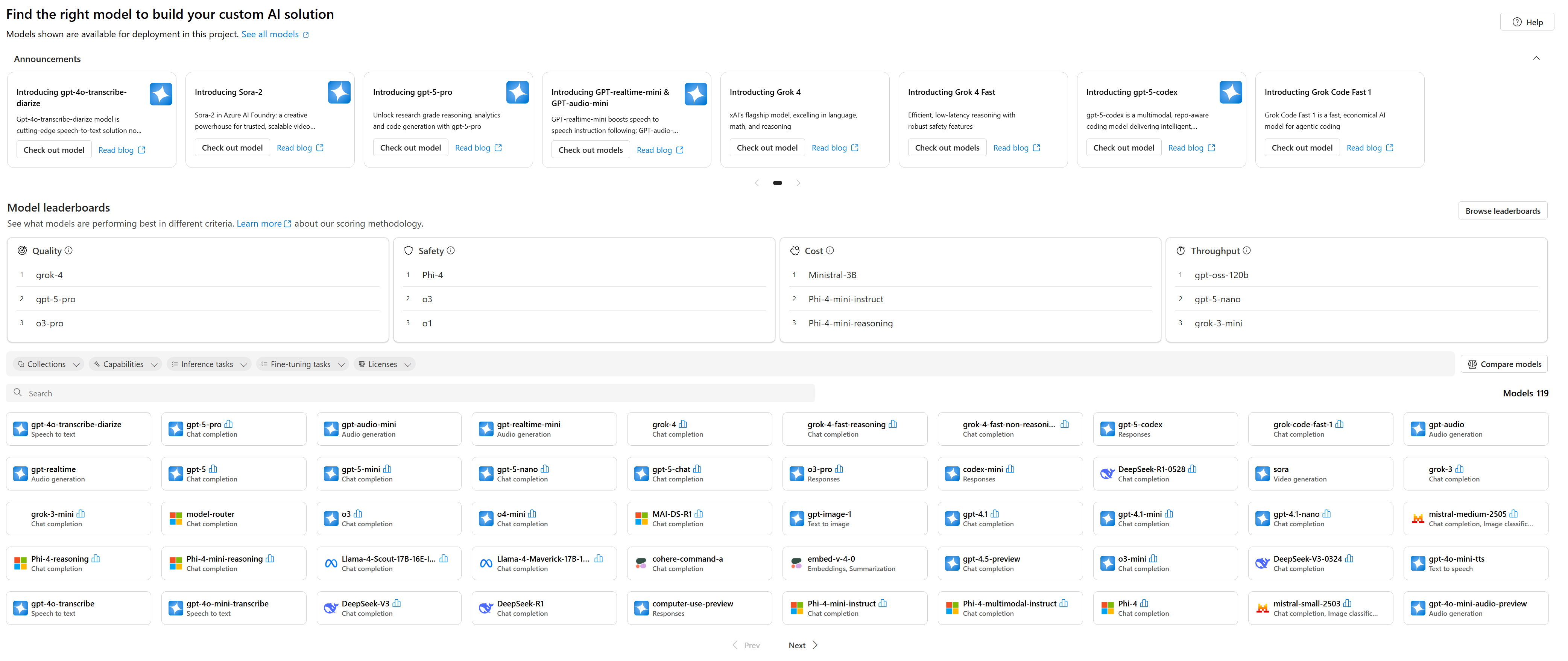 Screenshot of AI Foundry.