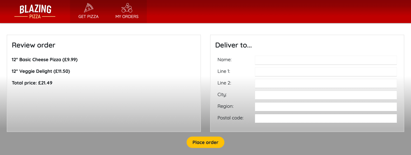 Screenshot of the new checkout page.