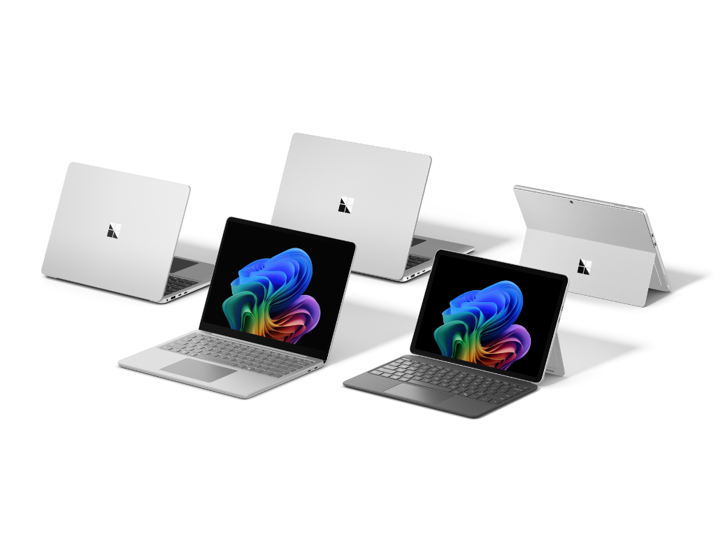 A photograph of Microsoft Surface for Business devices lineup.