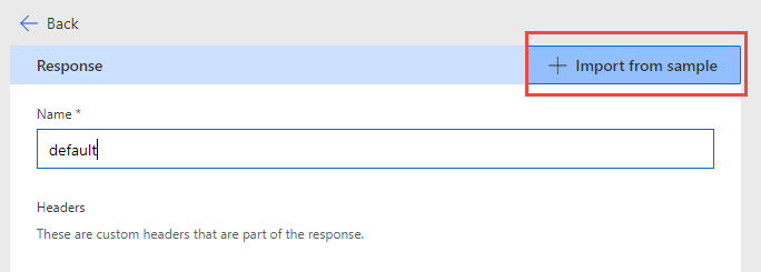 Screenshot of the Import from sample button.