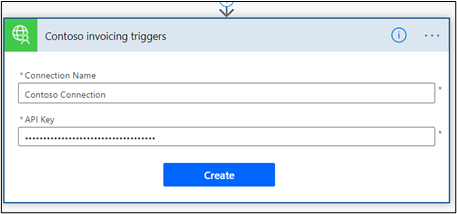 Screenshot of the creation connection button.