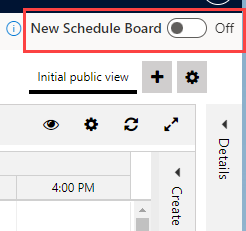 Screenshot of the New Schedule Board toggle.