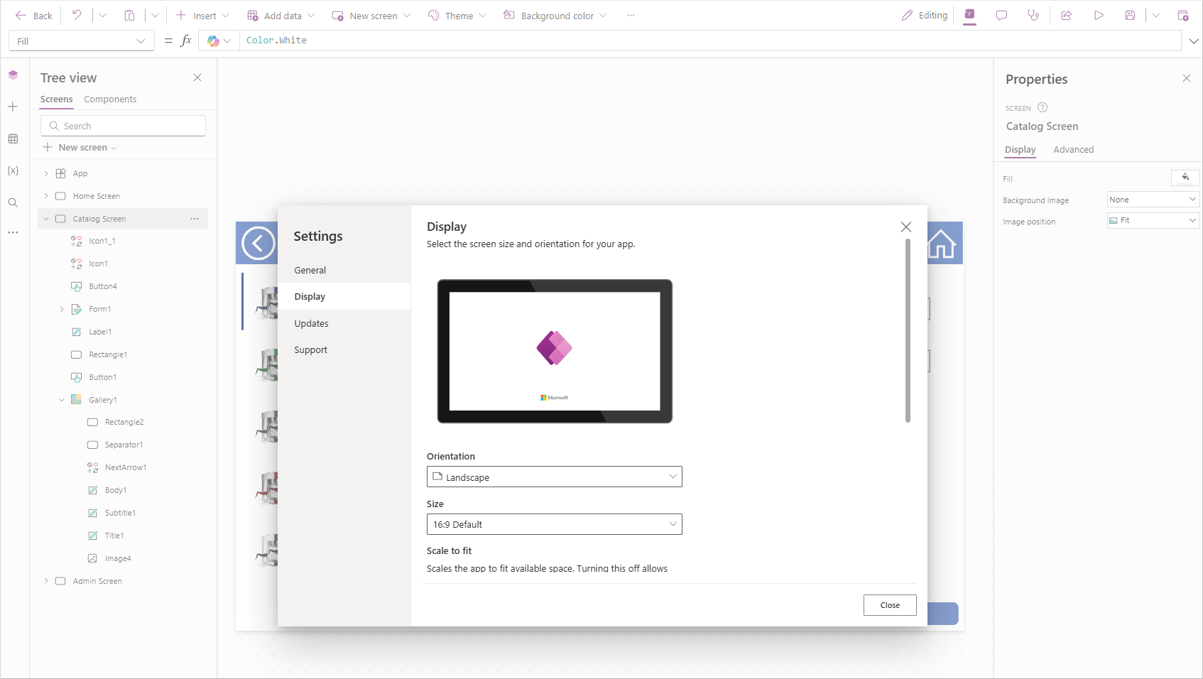 Screenshot of the settings.