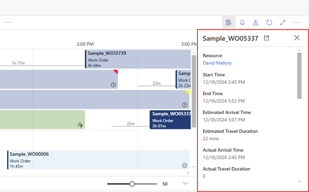 Screenshot of the Details pane showing information for a selected booking.
