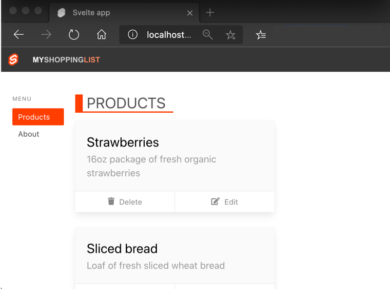 Screenshot of browsing to your Svelte web app.