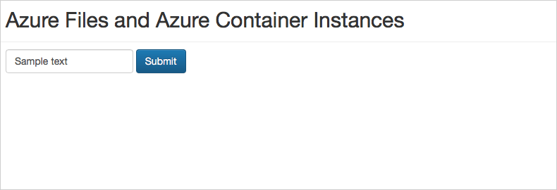 Screenshot of the Azure Container Instances file share demo running in a browser.