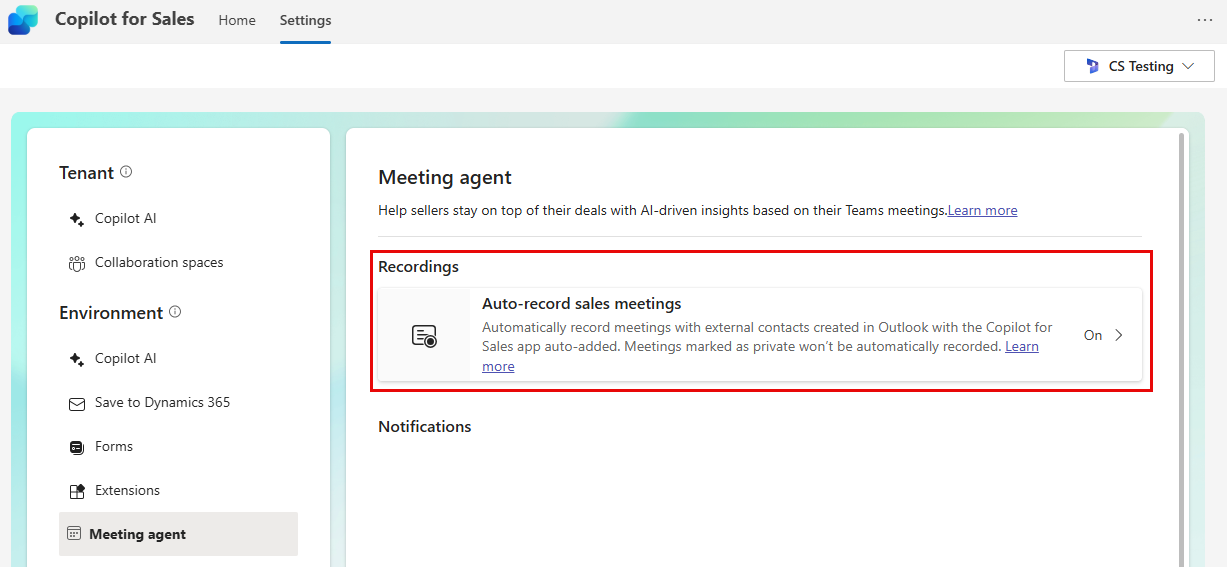 Screenshot showing meeting agent options.