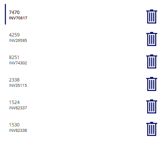 Screenshot of the gallery with the trash can icons displayed.