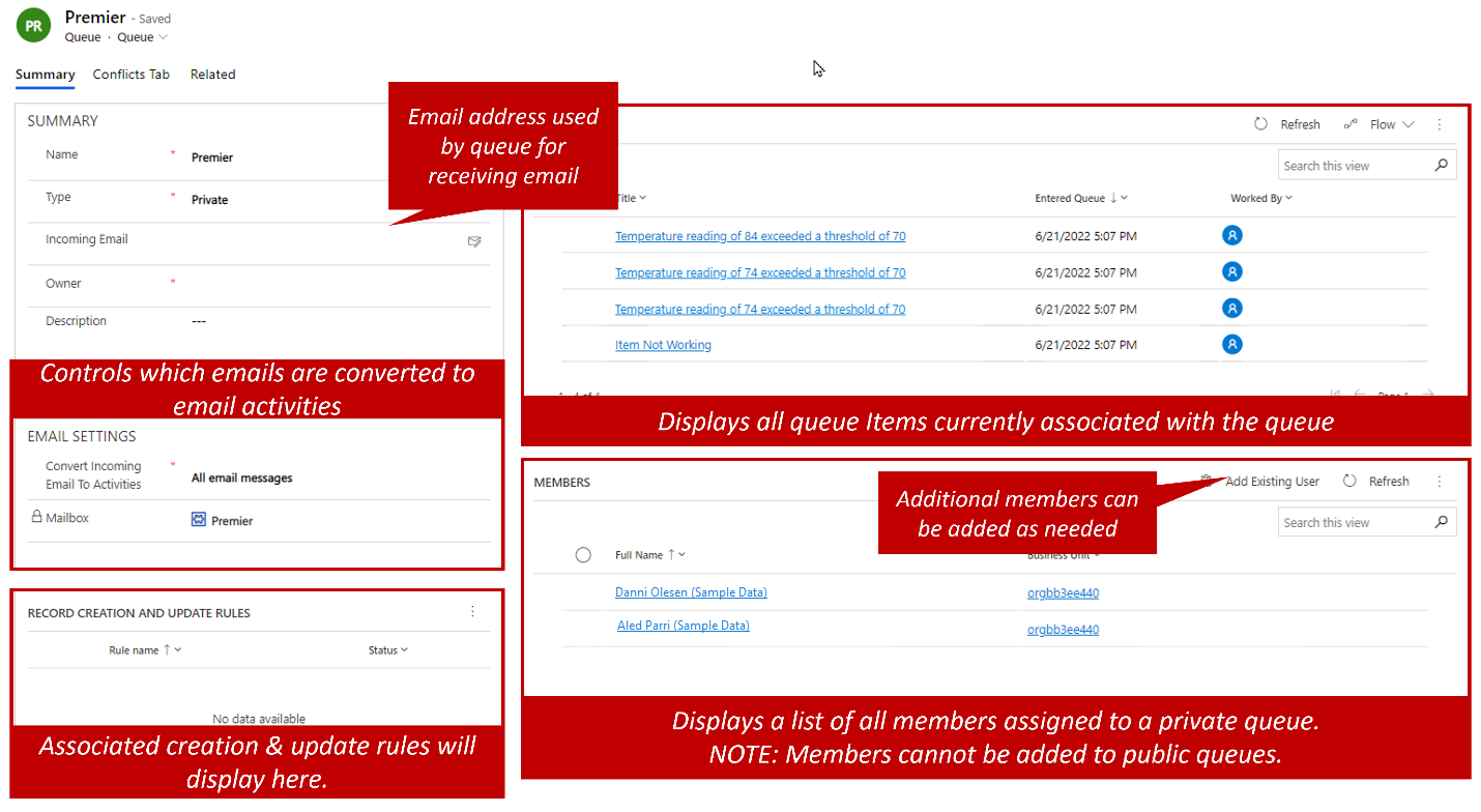 Screenshot of queue page with details and features.