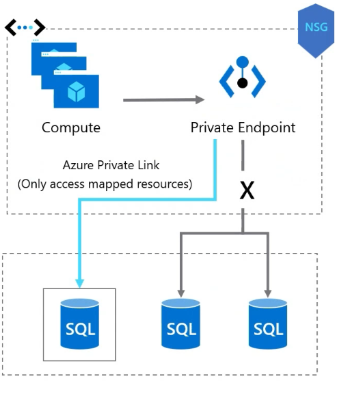 Diagram showing private endpoint and private link zone.