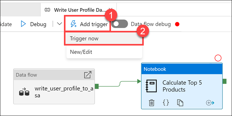 Trigger pipeline The trigger menu item is highlighted.