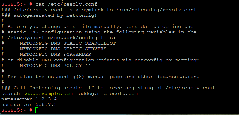 Screenshot of Resolv.conf after final changes