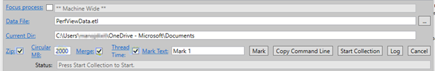 Screenshot of selecting Zip, Merge, and Thread Time.