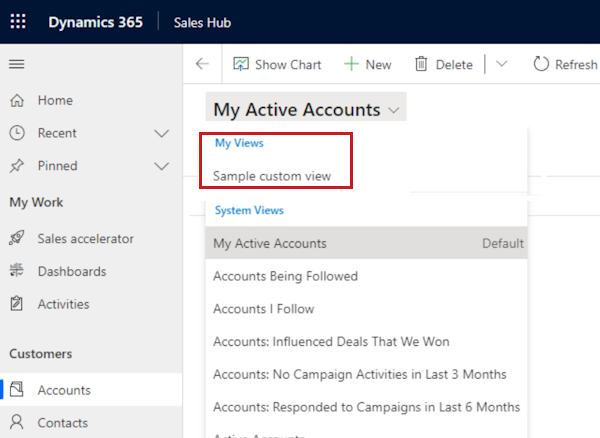 Screenshot that shows some user views are missing in the view selector.