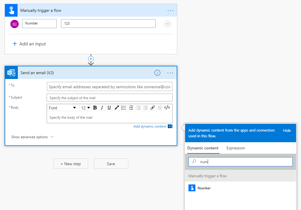 Screenshot to search for the dynamic content in the dynamic content picker.