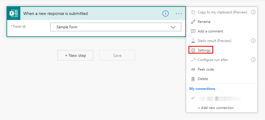 Screenshot to select the Settings item in the options.