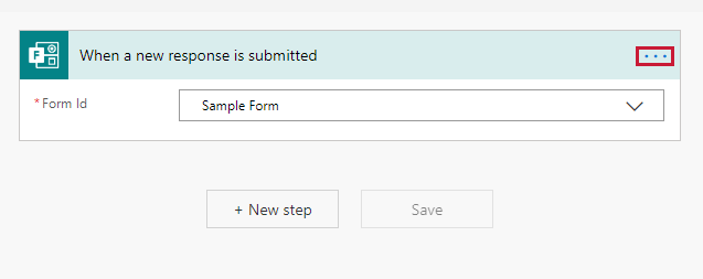 Screenshot that shows the three dots icon on the trigger card.