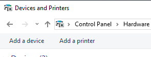 Screenshot of the Add Printer option of the Device and Printers window.