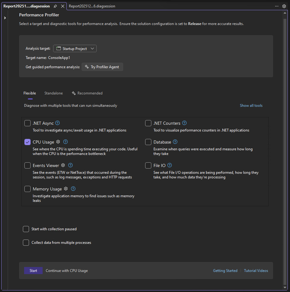 Performance Profiler Screenshot of Performance Profiler.