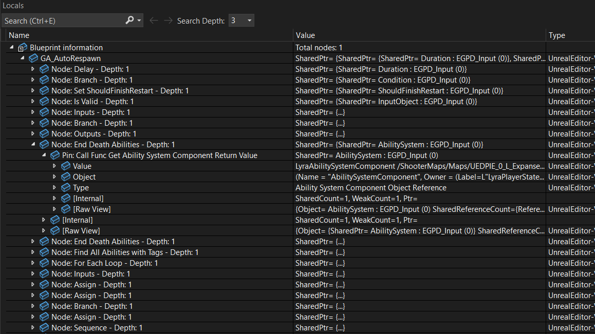 Unreal Engine Blueprint Debugger Locals