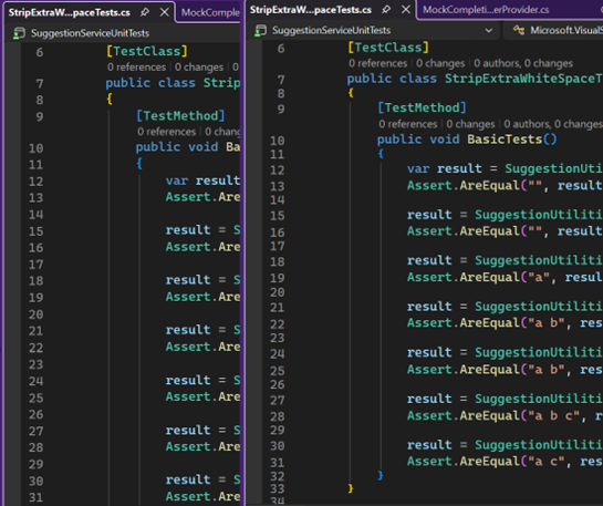 Comparison showing syntactic line compression on the left with more visible code lines versus normal view on the right