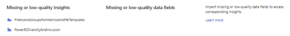 Screenshot that shows missing or low-quality insights.