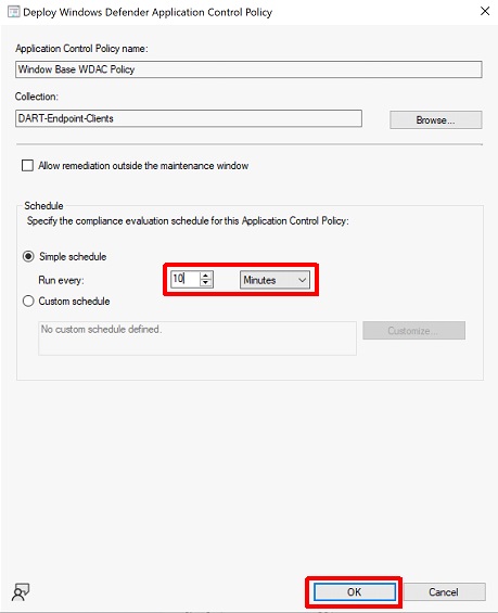 Change the App Control deployment schedule.