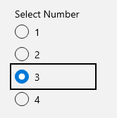 Example of focus and selection after keyboard navigation