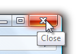 screen shot of close button with tooltip
