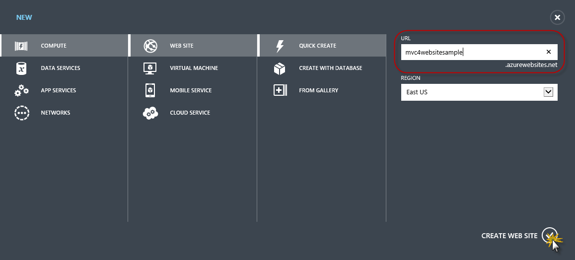 Crear un nuevo sitio web mediante la creación rápida Crear un nuevo sitio web mediante la creación rápida