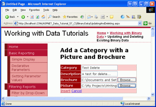 Agregar una categoría de prueba con un folleto e imagen