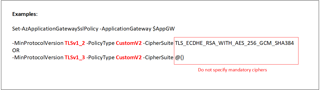 Diagrama que muestra el uso del parámetro ciphersuite para la directiva CustomV2.