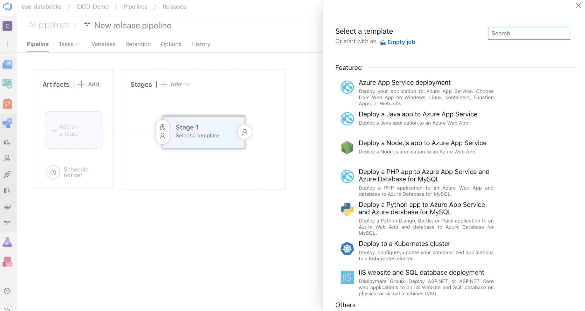 Tubería de lanzamiento 1 en Azure DevOps