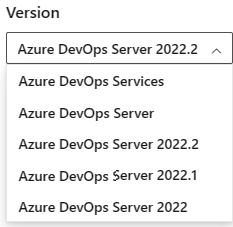 Captura de pantalla de cómo seleccionar una versión desde Azure DevOps Content Version selector.