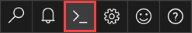Captura de pantalla del botón cloud Shell en Azure Portal.